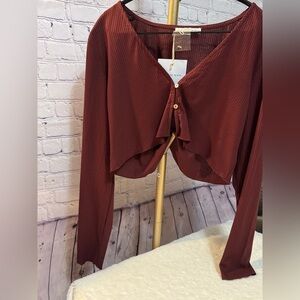 ALL THE WAYS REVOLVE CROP TOP LONG SLEEVE SIZE LARGE NWT CARDIGAN